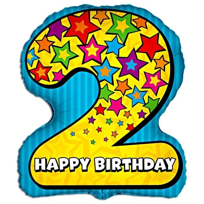 25" Number 2 Happy Birthday Balloon