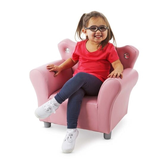 Child's Crown Armchair - Pink Faux Leather