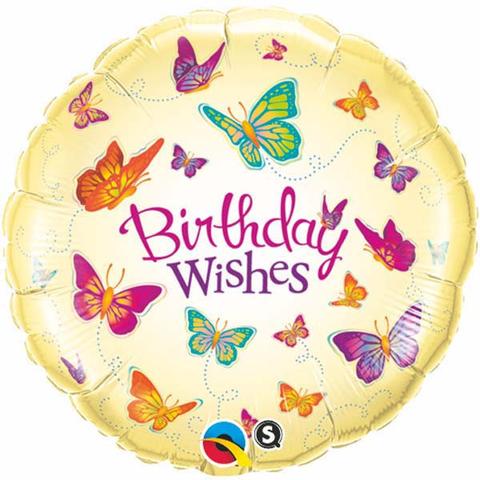 18" Birthday Wishes Butterflies Balloon