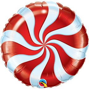 18" Round Candy Swirl Red Balloon