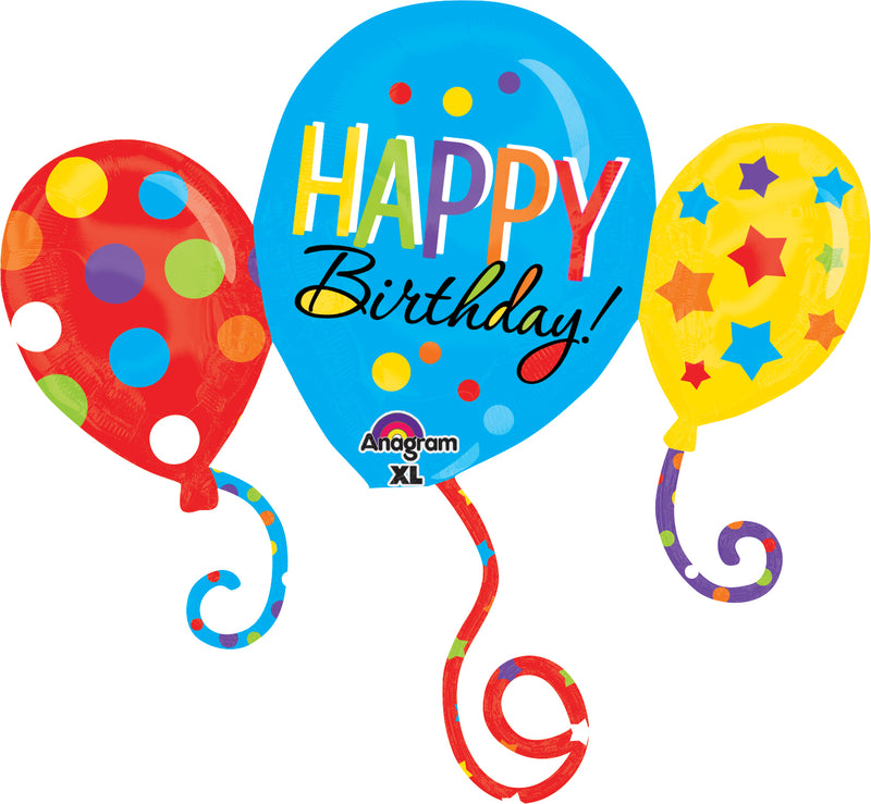 34" Jumbo Happy Birthday Balloon Bash Cluster Balloon