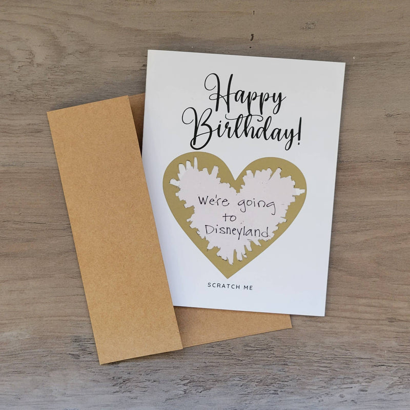 Scratch OFF Heart Happy Birthday Surprise Greeting Card