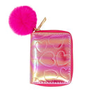 Shiny Dotted Heart Wallet: Hot Pink