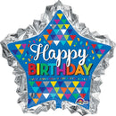 34" Jumbo Happy Birthday Sketchy Pattern Star Balloon