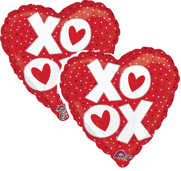18" XO Dots Heart Balloon
