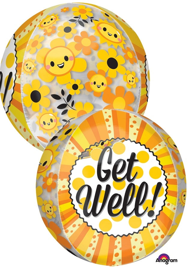 Get Well! Flowers Orbz Balloon