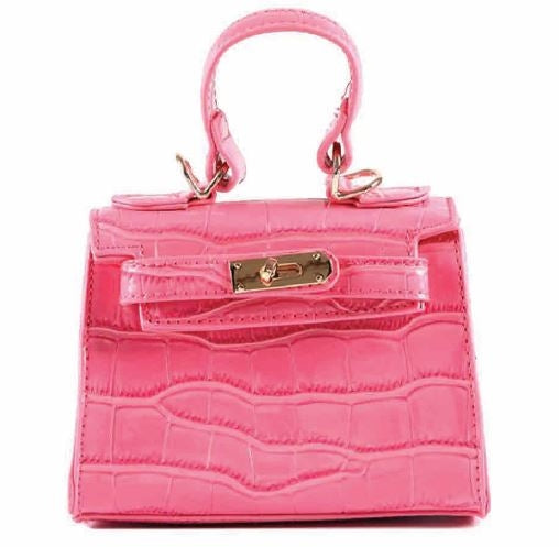 Shiny Pink Crocodile Mini Bag