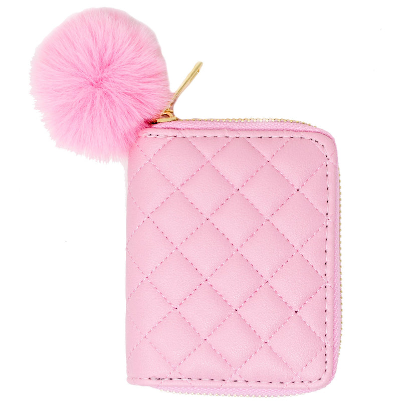Pink Leather Quilted Wallet