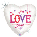 Holographic Love You Hanging Hearts Balloon