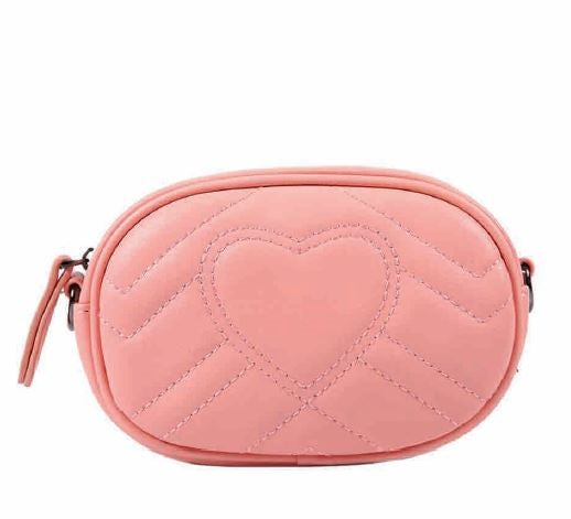 Quilted Pink Heart Belt Bag