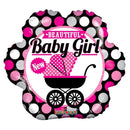 18" Beautiful Baby Girl Polka Dot Flower Balloon