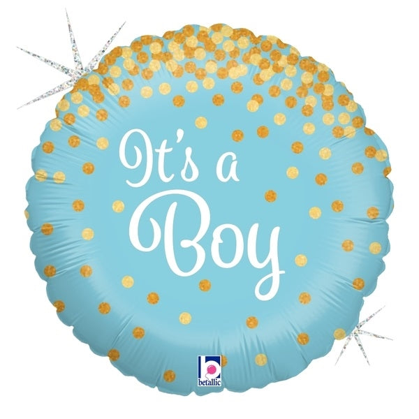 18" It's A Boy Holographic Glittering Balloon