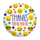 18" Thanks For All You Do Emoji Balloon