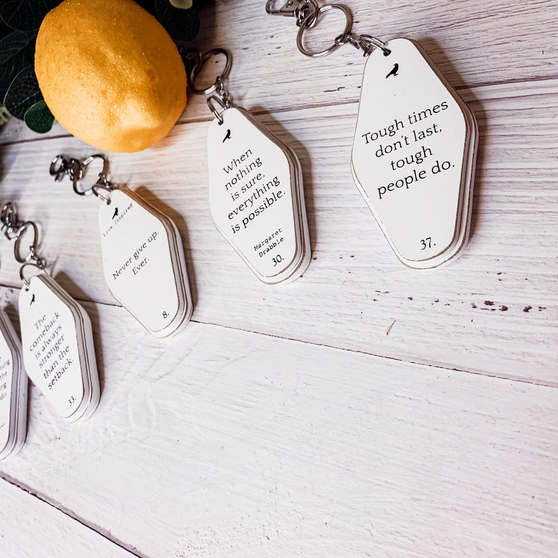 Inspirational Quotes, Wooden Key Chains w Motivational Words