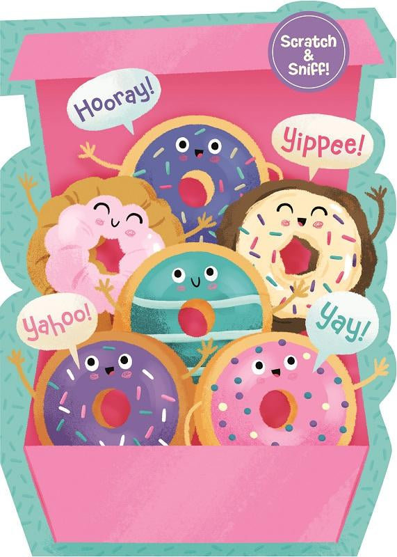 Happy Birthday & Many More Box Of Donuts Scratch & Sniff Card