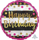 18" Pink & Gold Happy Birthday Balloon