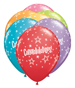 11" Congratulations Stars Latex Balloon