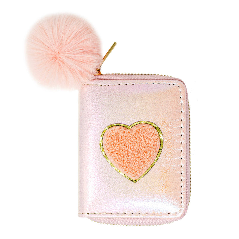 Shiny Heart Patch Wallet: Pink
