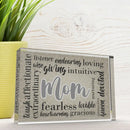 Inspirational Word Cloud Acrylic Plaque for Mom, 4x6x1 In