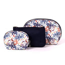 3 Pc Botanical leaf Cosmetic Bag Set