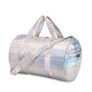 Iridescent Puffer Duffle Bag w/Smiley Burst Straps
