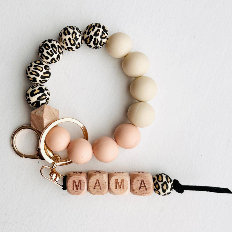 Tiny Gift Society - MAMA Bangle Keychain Silicone Wristlet Keyring Bead Bracelet