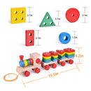 Wooden Train Shape Sorter and Stacking Toys