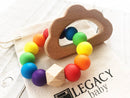 Rainbow Teether Toy for Babies - Silicone & Wood, Handmade