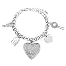 Key Lock Heart Charm Station Bracelet