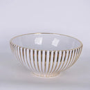 White and Gold Striped Bowl