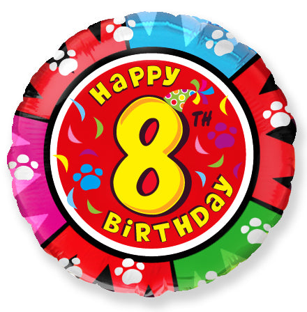 18" Happy 8th Birthday Balloon