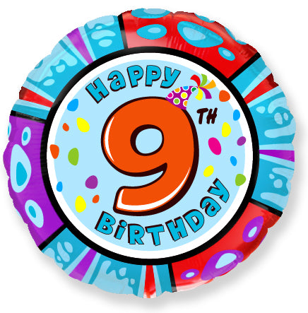 18" Happy 9th Birthday Balloon