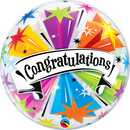 22" Congratulations Banner Blast Plastic Bubble Balloon