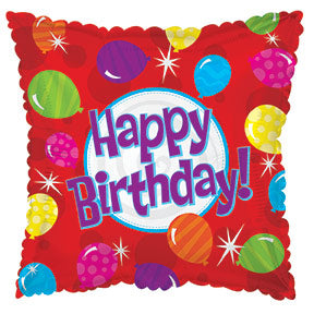 17" Happy Birthday Bright Square Balloon