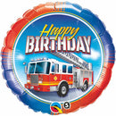 18" Happy Birthday Fire Truck Balloon