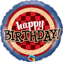 18" Happy Birthday Red Flannel Plaid Balloon