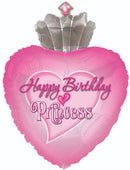 Happy Birthday Princess Heart & Crown Balloon