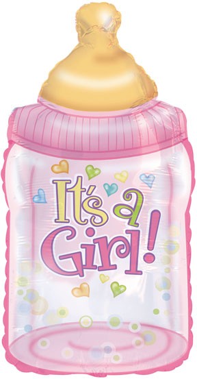 It's A Girl Baby Bottle Shape-A-Loon