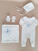Organic Cotton Royal New Born Embroidered Bundle- Blue