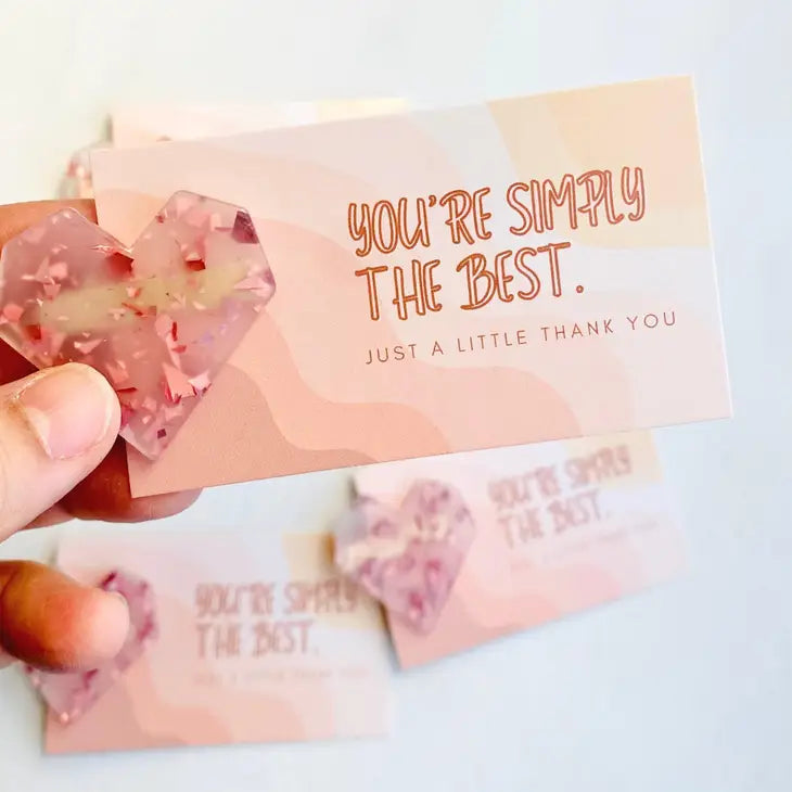 Thank You Gifts Pink Heart Hair Clip | You're the Best Card
