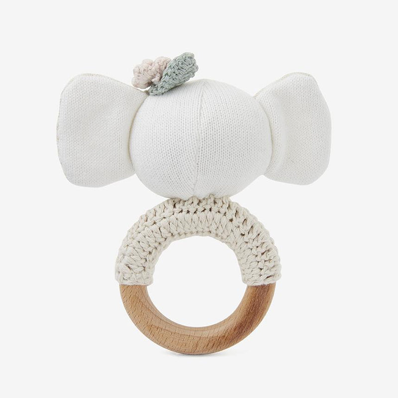 Elephant Princess Knit Baby Ring Rattle
