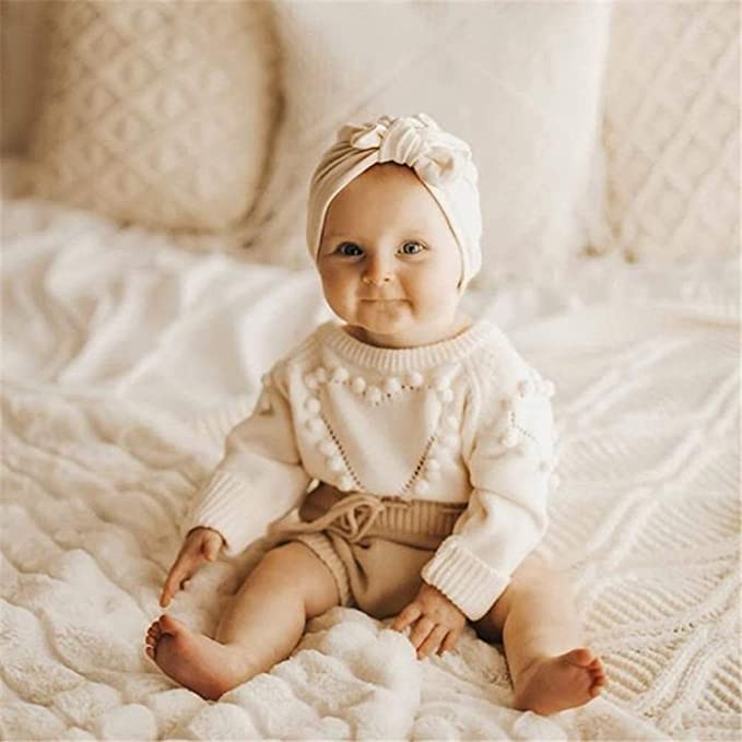 Baby Girl Heart Sweater Romper jumpsuit Knit Outfit