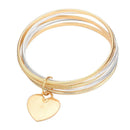 Heart Charm Metal Bangle Stackable Bracelet