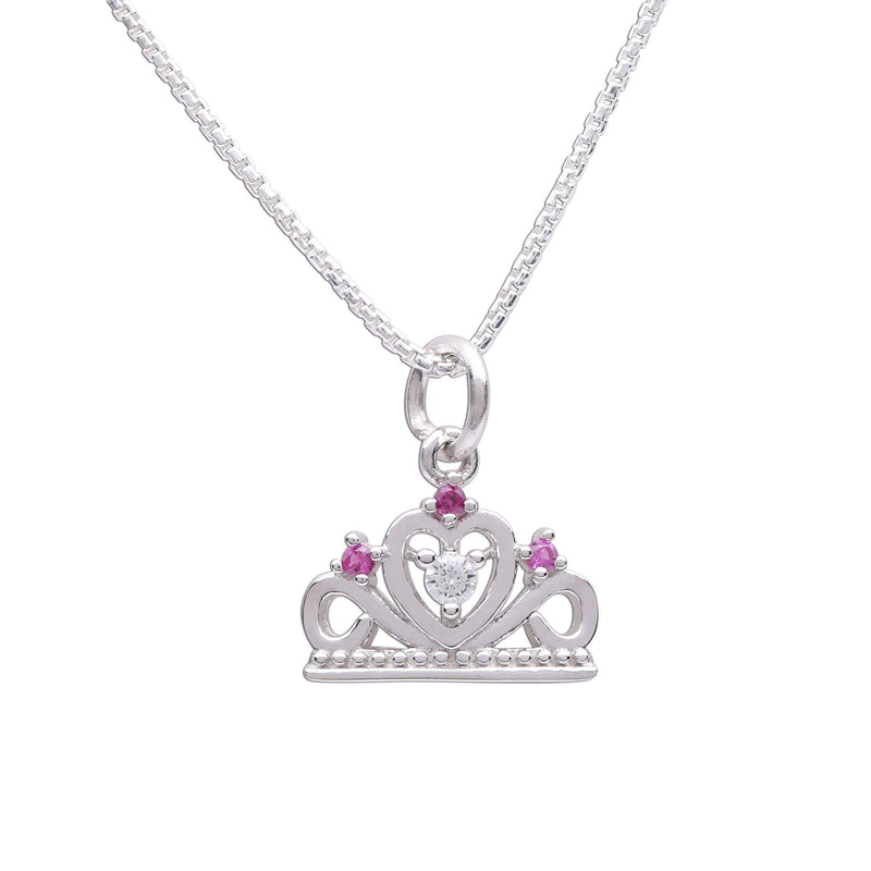 Sterling Silver Girls Princess Tiara Necklace for Children