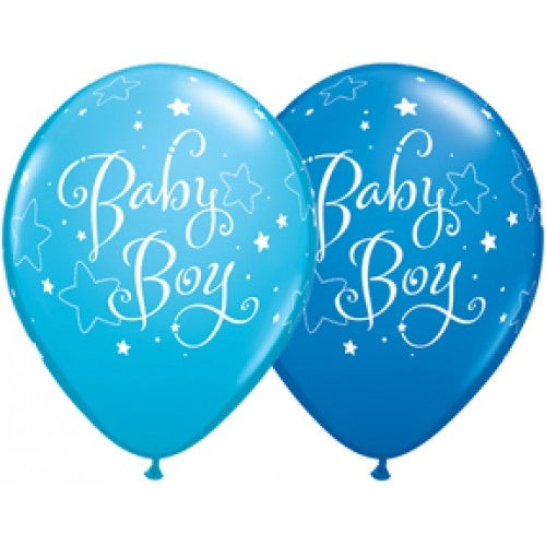 11" Baby Boy Stars Latex Balloon