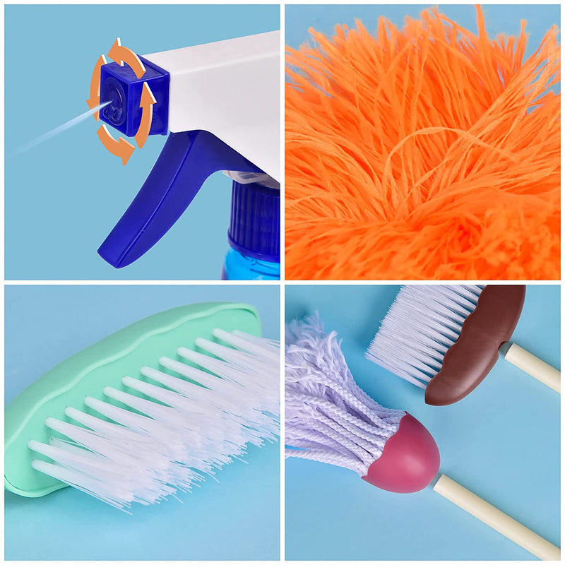 15 PCs Kids Cleaning Set Includes Broom, Mop, Brush