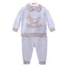 Blue & Grey Rocking Horse Knitted Outfit