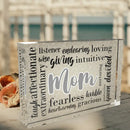 Inspirational Word Cloud Acrylic Plaque for Mom, 4x6x1 In