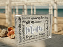 Inspirational Word Cloud Acrylic Plaque for Mom, 4x6x1 In