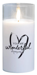 LED Candle You Are Wonderful White 6in